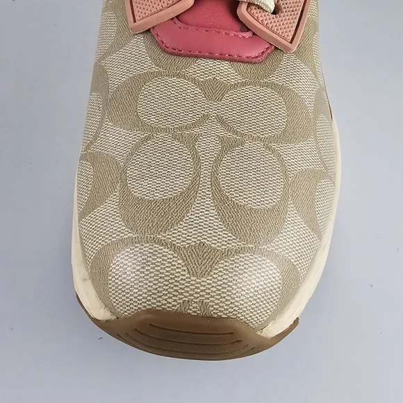 Coach Signature 270 Shoes Women's Size 10 Tech Runner Tan Pink Lace Up Sneakers - Picture 6 of 16